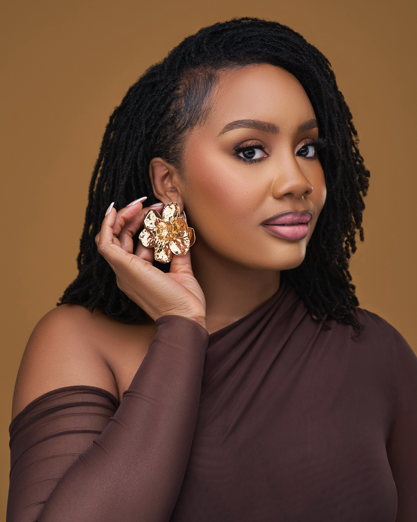 Model wearing Kiki earrings